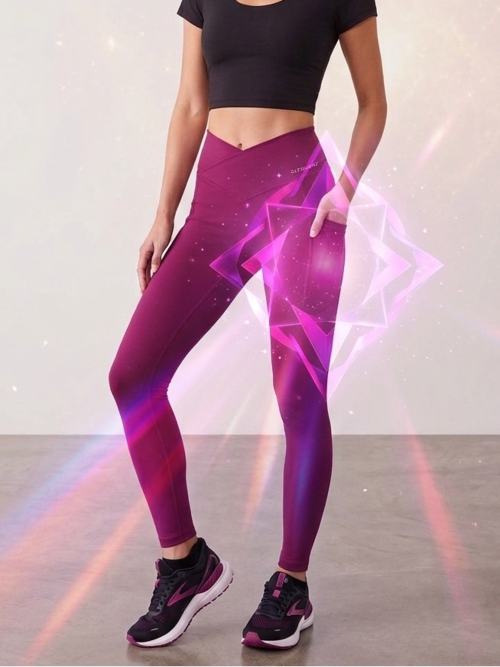 Blogilates Crisscross Leggings Size S Burgundy Ruched Ankle Pull-On Stretchy